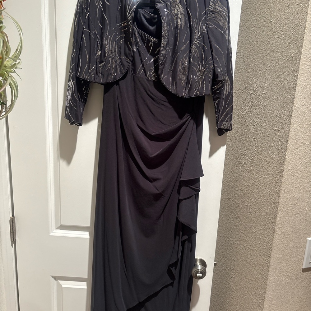 Alex Evenings Petite 12P Formal Dress w/ Matching Jacket – Sequin Evening Gown